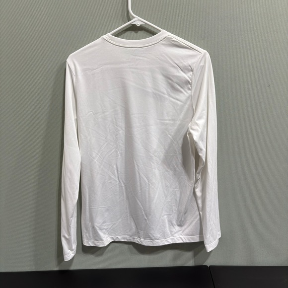 Nike Dri FIT Long Sleeve Athletic Shirt White Black Swoosh Men's XL+ - Picture 2 of 9